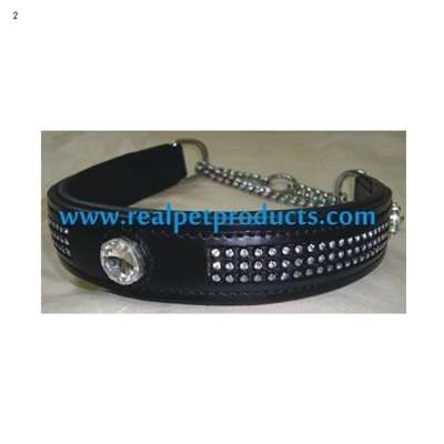 Super Comfortable Smooth Diamond Cut Studded Handmade Dog Collar